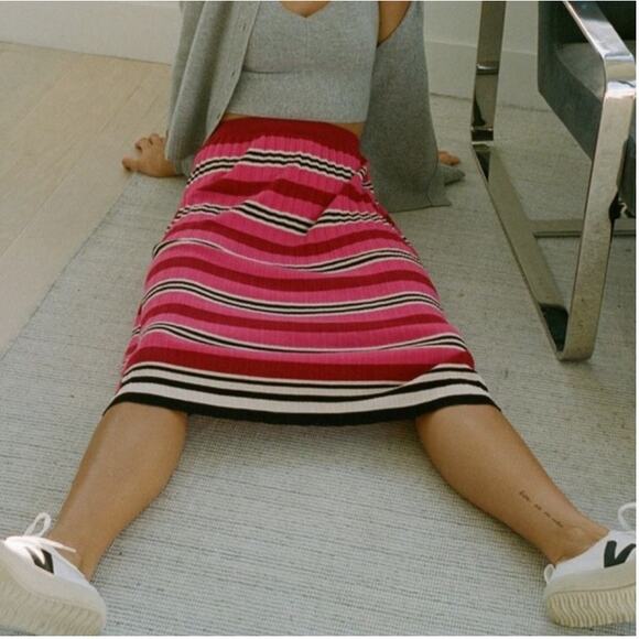 ANTHROPOLOGIE NWT Dolan Dora Knit Striped Stretch Midi Skirt // S - Picture 2 of 10